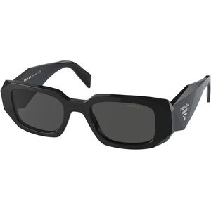 Prada PR 17WS 1AB5S0 Black Plastic Rectangle Sunglasses